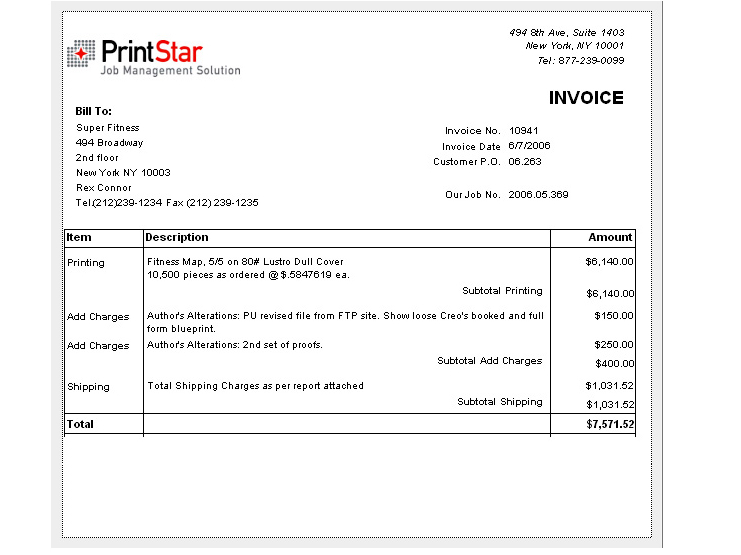 Invoicing screenshot