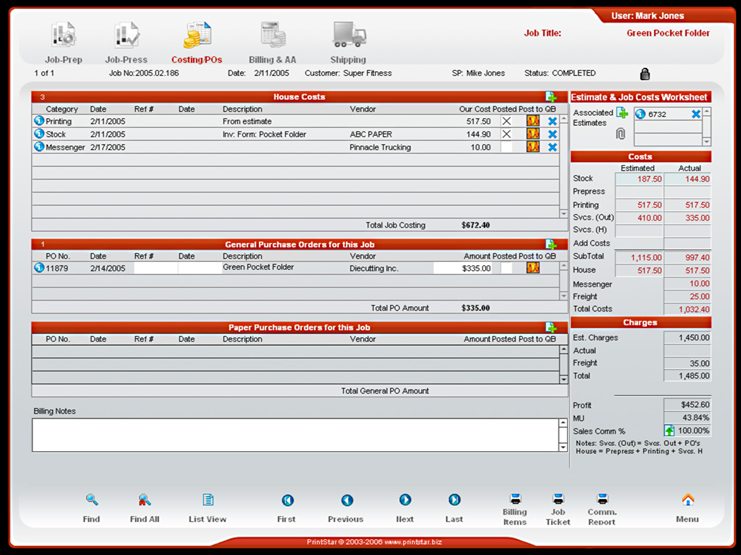 Job Cost screenshot