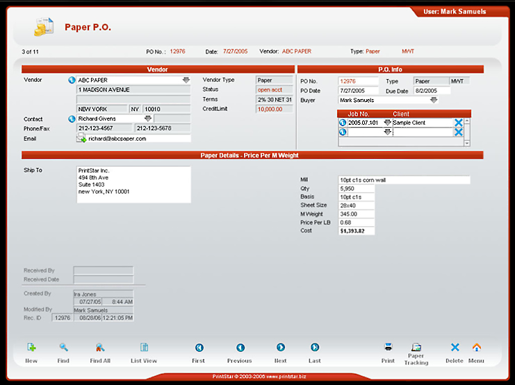 Purchase Orders screenshot