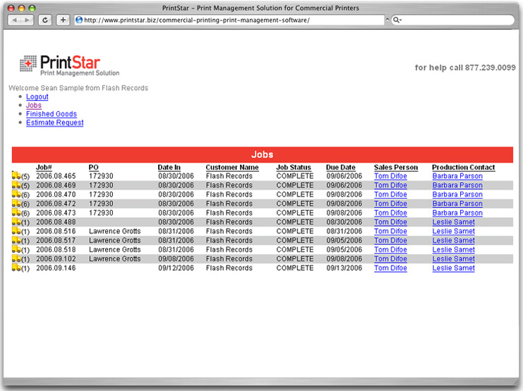 Web Jobs List screenshot